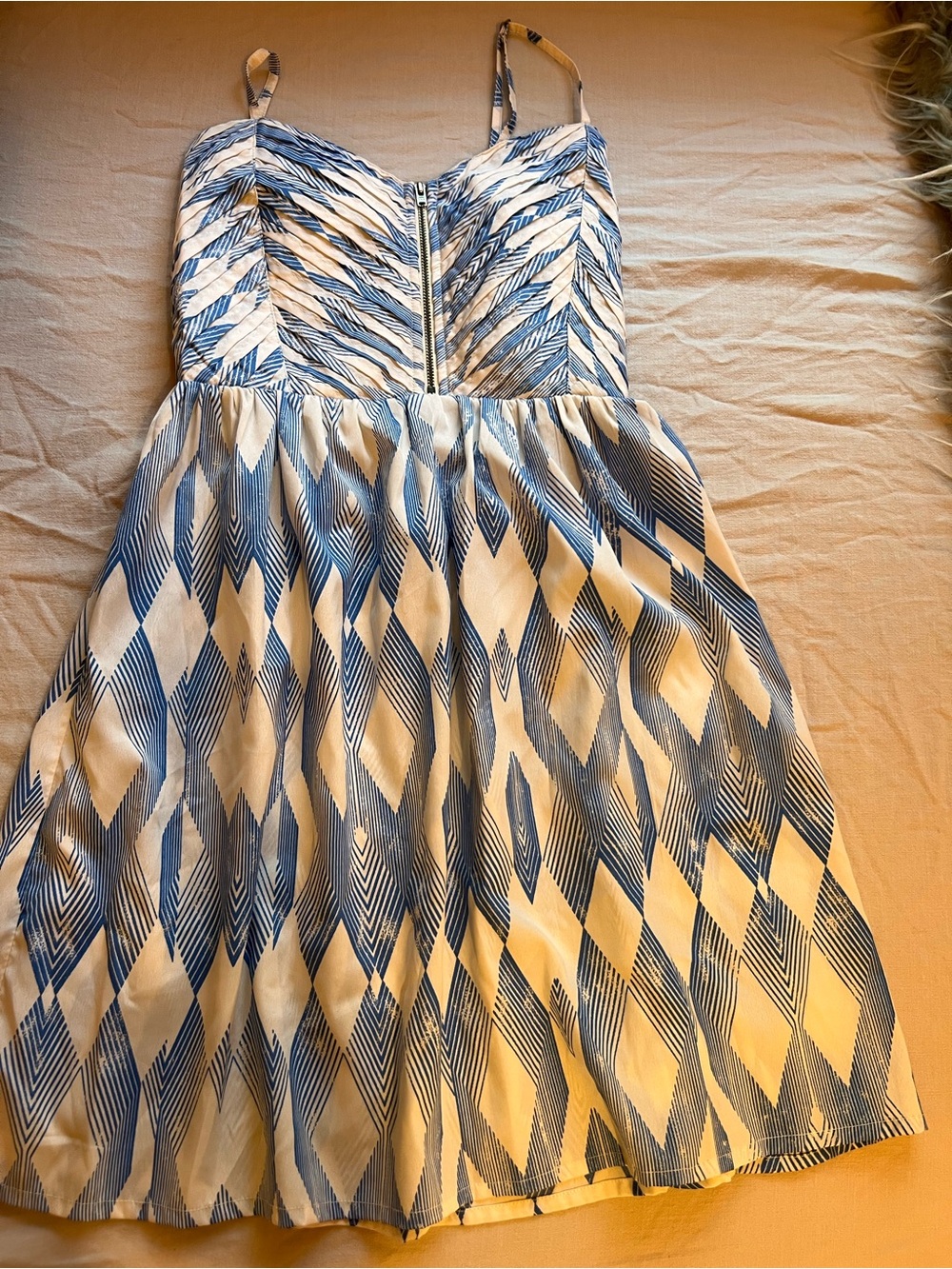 Roxy Blue and White Geometric Mini Dress